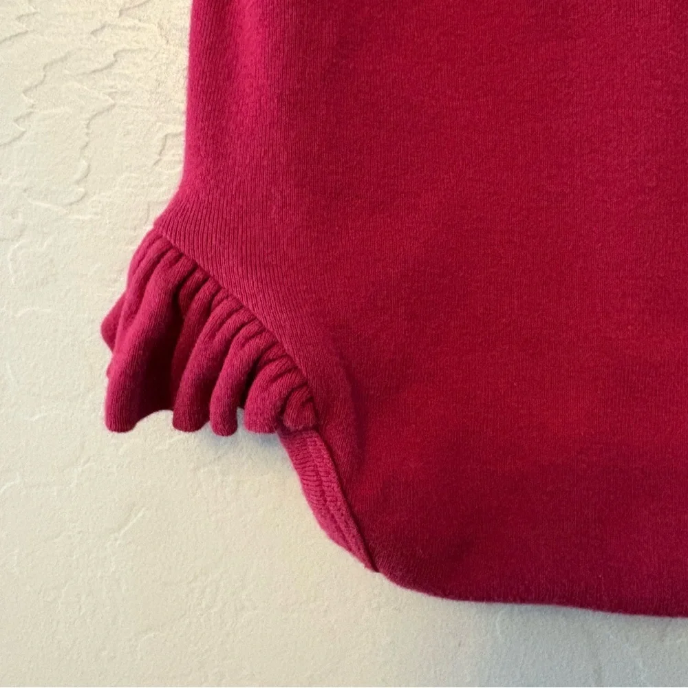 Kate Quinn dark red long sleeve cotton ruffle leg bodysuit one piece 6-12 months